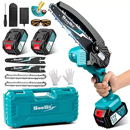 Seesii Mini Motosega a Batteria per Potatura con 8000mAh Batterie