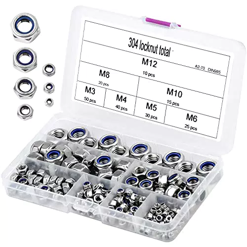Set di dadi di bloccaggio in nylon, 190 pezzi, dimensioni M3