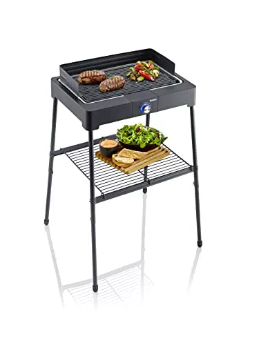 SEVERIN PG 8568 Barbecue elettrico 2200W in alluminio pressofuso con stand con mensola