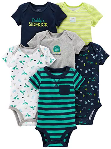 Simple Joys by Carter's Body a Maniche Corte Bimbo, Pacco da 6, Multicolore, 3/6 mesi