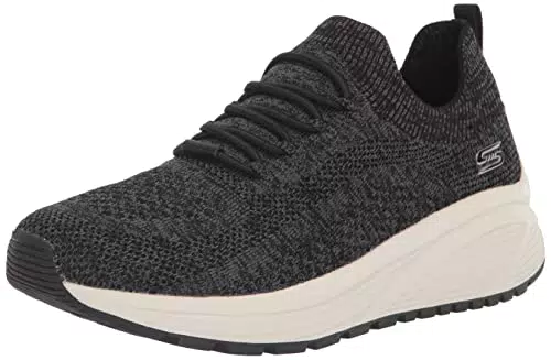 Skechers 117256 Bianco, Sneaker Donna, Maglia Lavorata a Maglia Nera