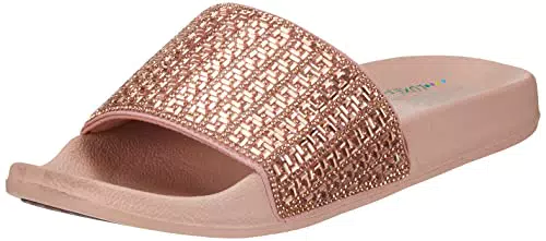 Skechers Pop ups New Spark, Zoccoli Donna, Rose Gold Canvas/Rhinestone Trim
