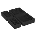 SONGMICS Divisore per Cassetti, Portabiancheria Pieghevole in Armadio, Set di 4, Nero