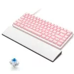 Tastiera Meccanica Gaming e Poggiapolsi, USB Cablato 82 Tasti Retroilluminazione Arcobaleno Anti-Ghosting Switch Blu Tastiera Design Ergonomico Compatto Rosa