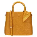 THUN, Borsa Prestige con Tracolla in Colore Giallo Decorata con Icone Embossed