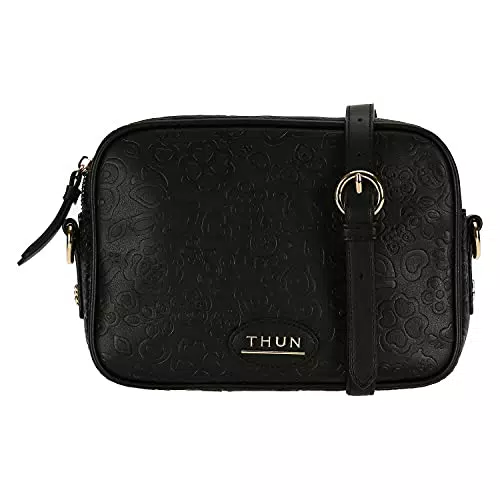 THUN - Borsa Prestige Nera - Persona, Accessori - Idea Regalo - Linea Prestige - 100% Poliestere e 100% Poliuretanica - 22x16x8 cm
