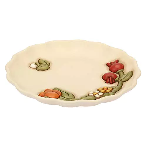 THUN - Piatto Centrotavola, Decorato con Fiori e Farfalle - Accessori e Decorazioni Casa - Linea Country - Formato Medio - Ceramica - Ø 25 cm