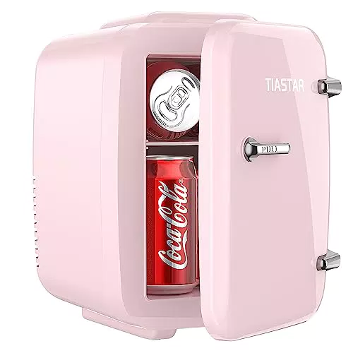 Tiastar Mini Frigo Portatile, 4 Litri /6 Lattine di Bevande e Cura Della Pelle Mini Frigorifero per Camera da Letto