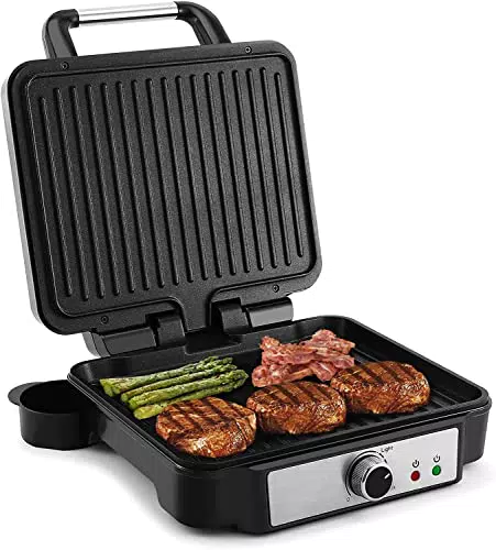Tiastar Piastre Tostapane, Grill Elettrico Antiaderente 3 in 1 per Panini