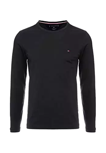 Tommy Hilfiger Maglietta a Maniche Lunghe da Uomo, Black, M