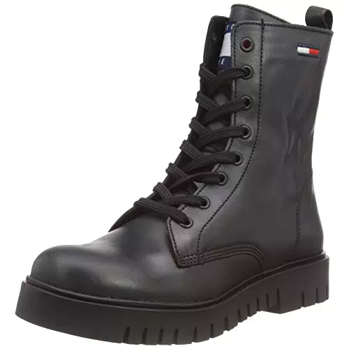 Tommy Jeans Stivali da Donna con Lacci, Moda, Nero