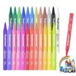 Tongfushop 24 Colori Pennarelli Acrilici, Pennarelli Acrilici per Dipingere Sassi Senza Agitare con Testina a Setole Morbide Migliorata