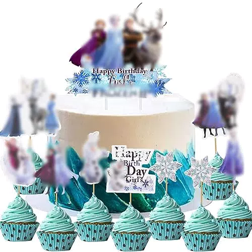 Torta Toppers Congelate Cupcake Topper Principessa Cake Topper Festa Birthday Decorazione Buon Compleanno Cake Topper Decorare le Torte per Bambini e Baby Shower Forniture 16 pezzi