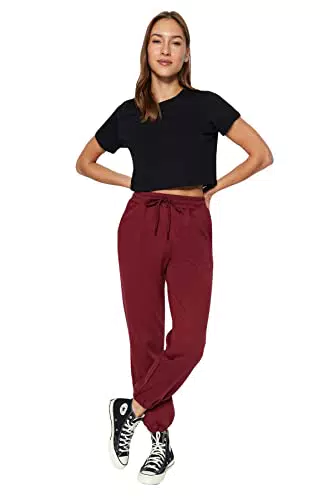 Trendyol TWOAW21EA0168/Bordo Pantaloni della Tuta, Burgundy