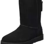 UGG Classic Short Logo Zip, Stivali Donna, Nero