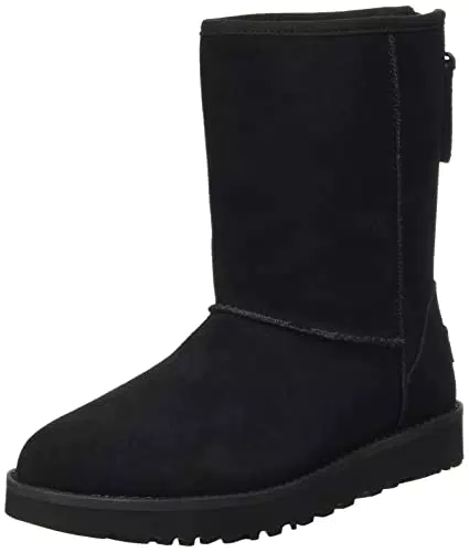 UGG Classic Short Logo Zip, Stivali Donna, Nero