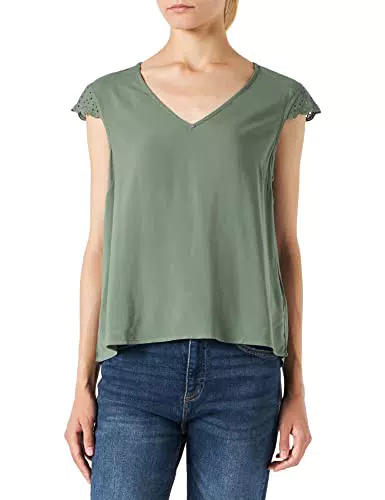 Vero Moda Vmvica Top in Pizzo con Scollo a V SL Wvn Ga Noos