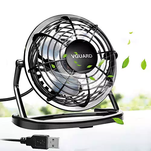 VGUARD Mini Ventilatore USB, 4 Pollici Portatile 360° Girevole Ventilatore da Tavolo Silenzioso Mini Fan Compatibile con Notebook