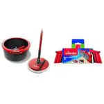 Vileda Spin & Clean SpinMop Sistema Lavapavimenti, Nero E Rosso & 3Action Scopa per Interni con 3 Diverse Setole