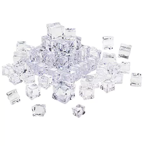Vosarea 50 pezzi cubo forma quadrata di vetro lucentezza cubetti di ghiaccio finto artificiale acrilico cubetti di ghiaccio cristallino fotografia puntelli cucina decor
