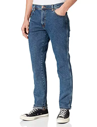 Wrangler Texas Slim Jeans, Blu, Uomo