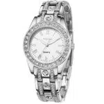 YOSIMI Orologio da donna impermeabile Orologio da polso al quarzo Bracciale in argento Numeri romani Cristalli luminosi Bracciale con lancette Display analogico