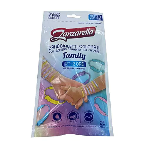 Zanzarella, 25 Braccialetti Antizanzare Family, in Silicone 100% Riciclabile