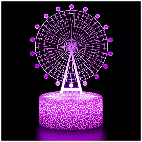 ZNZ Luci Notturna 3D, Lampada del Buonumore tattile a Illusione Ottica a LED con Telecomando, motivo ruota panoramica