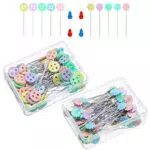200 Pezzi Spilli con Testa, Colorati Spilli Patchwork Spilli Dritti Testa Spilli per Sarta Artigianato Cucito Fai da Te - Accessori da Spilli Cucito