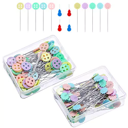 200 Pezzi Spilli con Testa, Colorati Spilli Patchwork Spilli Dritti Testa Spilli per Sarta Artigianato Cucito Fai da Te - Accessori da Spilli Cucito