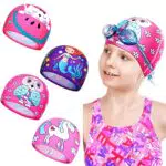 4 Pezzi Cuffie da Nuoto per Bambini Cappello da Nuoto in Nylon Cuffia da Piscina per Ragazzo Cuffietta da Nuotare Elastica Kids Swim Caps Cuffia da Nuoto di Cartoon