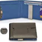 Portafoglio Uomo Slim Pelle Piccolo 11 Porta Carte Di Credito e Porta Twosteps Tessere Uomo Con Blocco RFID Anti-Clonazione Clip Fermasoldi in Acciaio Portamonete con Zip Idea Regalo Uomo Col. NeroBlu