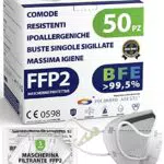 ADESTE - 50 Mascherine FFP2 Bianche Certificate CE con spugna nasale