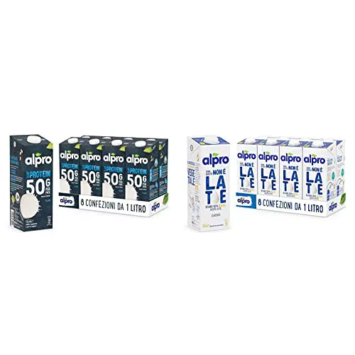 ALPRO PROTEIN 50g, Bevanda alla SOIA + QUESTO NON È LATTE, Bevanda all' AVENA, 16 confezioni