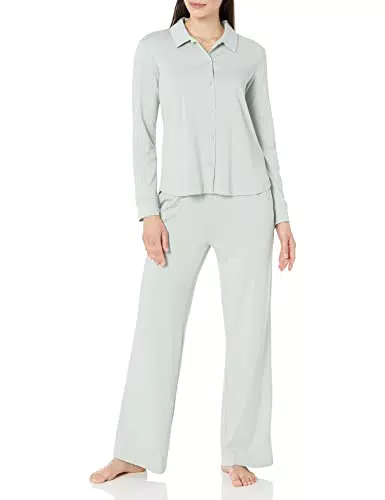 Amazon Aware Pigiama in cotone modal con camicia a maniche lunghe, 3Xl plus, bianco