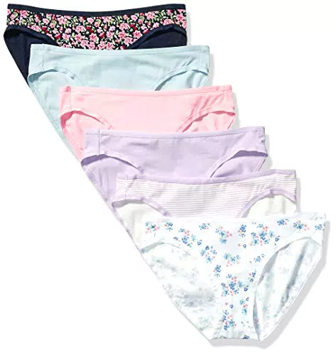 Amazon Essentials Slip Bikini in Cotone Donna, Pacco da 6