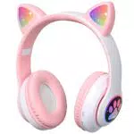 auvstar Cuffie Bluetooth per Bambini Orecchie Wireless Gatto Auricolare Over-Ear Ragazza Cuffie Gioco Pieghevoli Senza Fili RGB Cat Ear Wireless Cuffie con Microfono Illuminazione LED