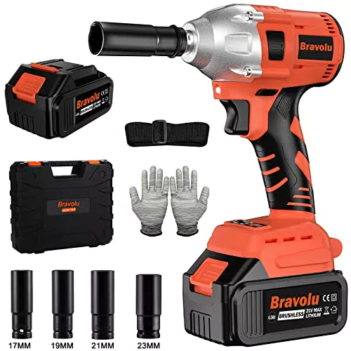 Avvitatore ad Impulsi, Bravolu 21V Brushless 420Nm Avvitatori a Massa Battente 3500 IPM