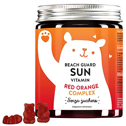 BEARS WITH BENEFITS Beach Guard Sun Vitamins Orsetti Gommosi Con Il Complesso Red Orange - Altamente Dosato Con Vitamina E