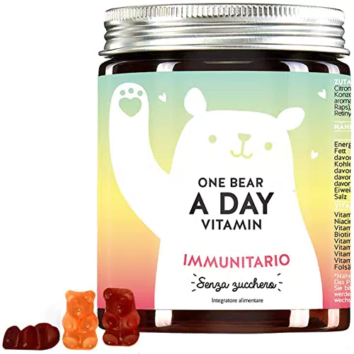 Bears with Benefits One Bear a Day Immune Boost - Orsetti gommosi senza zucchero - Complesso multivitaminico ad alto dosaggio 90 unità