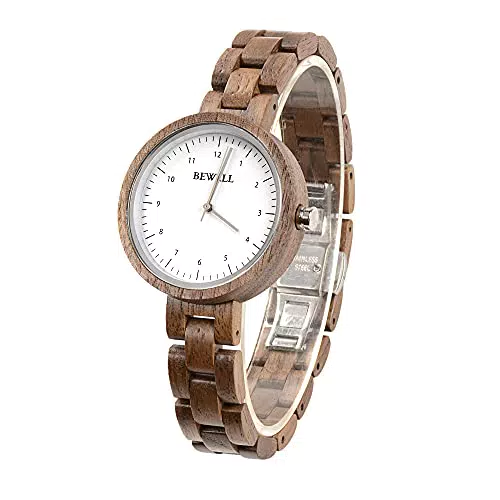 BEWELL Orologio in legno naturale Orologio da polso stile casual Orologio al quarzo con movimento giapponese Orologio leggero per donna e ragazza