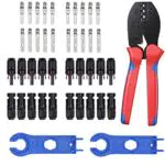 BIGP Kit Crimpratura Solare Pinza Crimpatrice Solare MC4 per 2.5/4.0/6.0mm Cavo PV a Pannello Solare + 10 paia di connettori per pannello solare maschio/femmina + 1 Paio Chiave per Connettore Solare