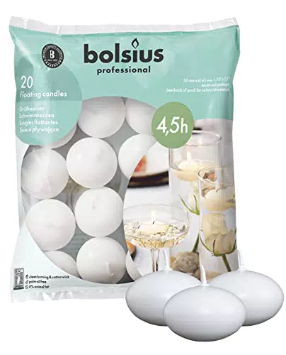 Bolsius Candele galleggianti Decorative, Cera, Bianco