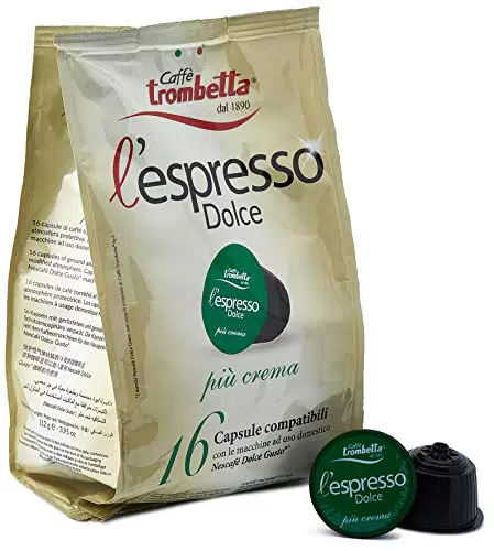 Caffè Trombetta L'Espresso Dolce, Dolce Gusto, Più Crema - 16 Capsule