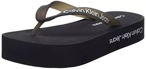 Calvin Klein Sandalo da Spiaggia Flatform Logo, Flip Flop Donna