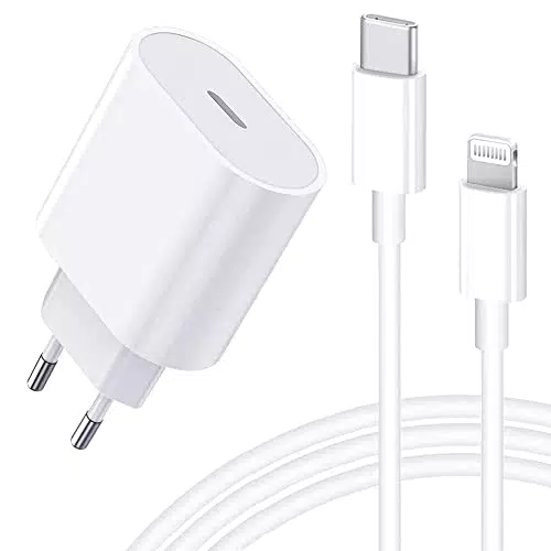 Caricatore iPhone 20W - Certificato Apple MFi - Caricabatterie Rapido USB C e Cavo iPhone USB C Lightning 2M Alimentatore a Ricarica Rapida PD 3.0 per iPhone 13 Pro Max 13 12 SE 11 XR XS X 8 Plus iPad