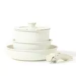 CAROTE Set 5 padelle antiaderenti, Padella 20/26cm, Casseruole 18cm/1.8L Manici Amovibili e Coperchi