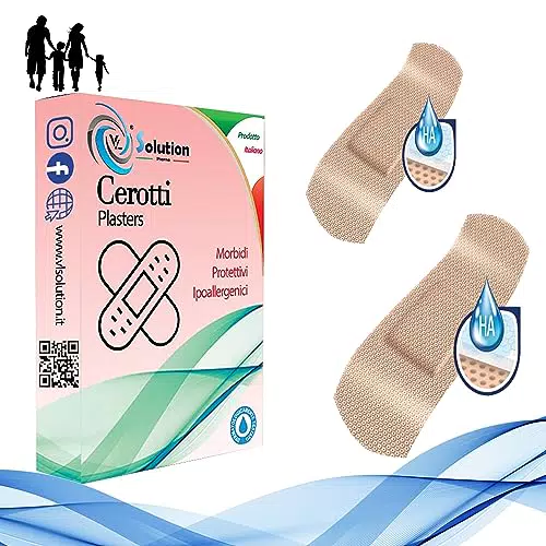 Cerotti medicazione impermeabili con acido ialuronico - 20 pz. Formato Medio - Cerotto sterile ad azione cicatrizzante per la guarigione delle piccole ferite - Plasters Water Resistant