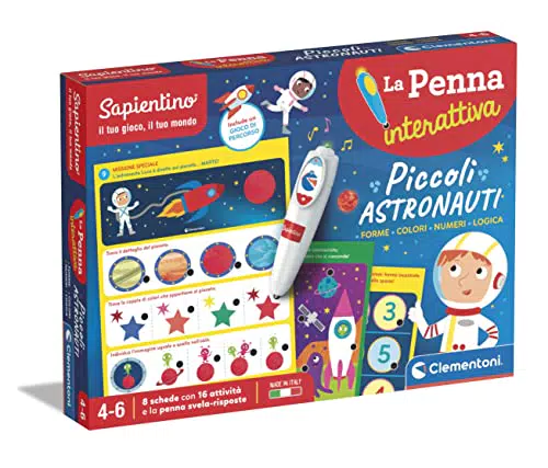 Clementoni- Sapientino-I Piccoli Astronauti Quiz, Schede attività e Penna Interattiva Parlante