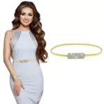 cobee Cintura da Donna Sottile in Metallo, Cinturino Elastico Elasticizzato in Catena Sottile in Metallo Dorato con Cinture per Abiti alla Moda con Strass per Abiti da Sposa da Donna